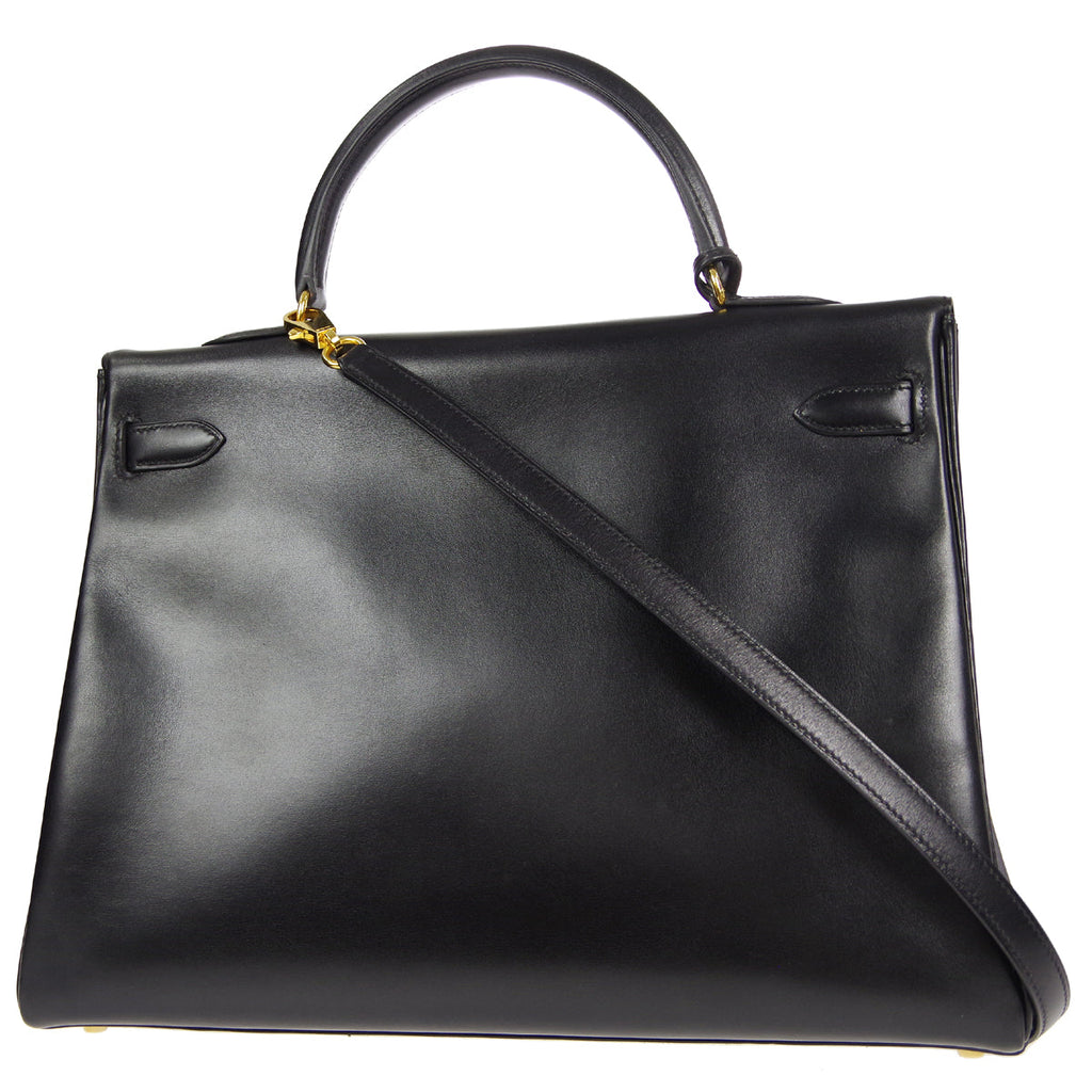 HERMES 1999 KELLY 35 RETOURNE Black Box Calf