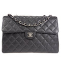 CHANEL★ 2000-2001 Classic Flap Jumbo SHW Black Caviar 27375