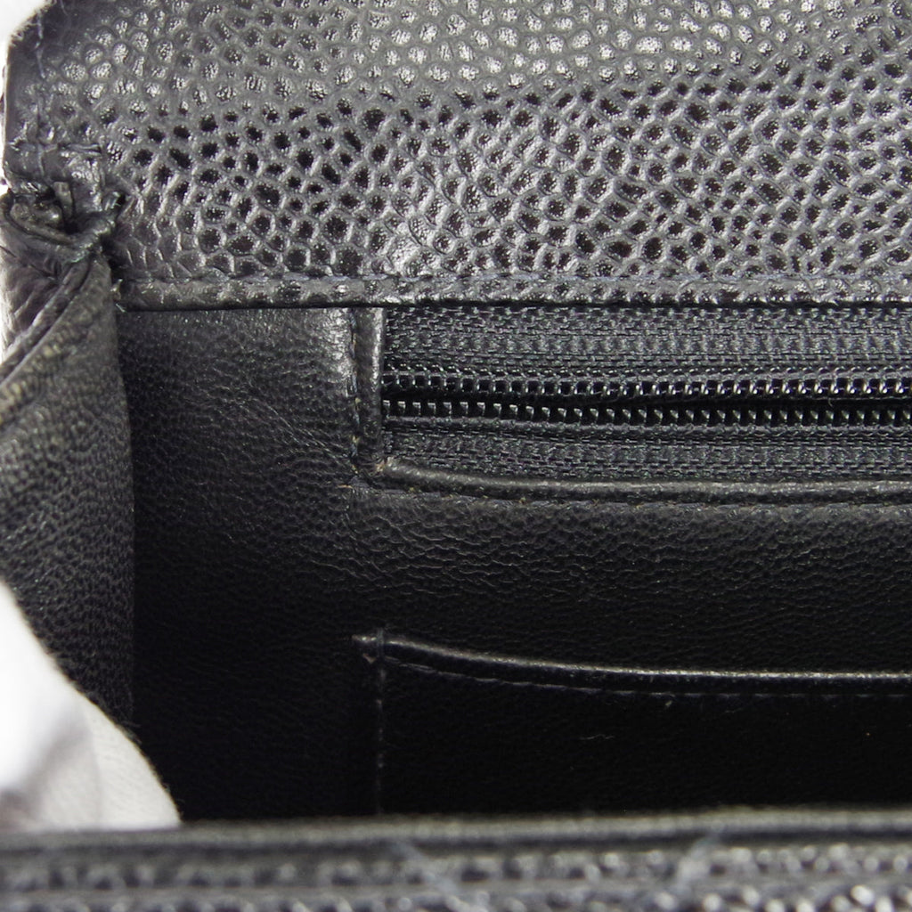 CHANEL★ 2000-2001 Classic Flap Jumbo SHW Black Caviar 27375