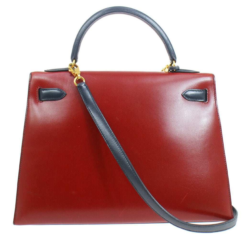 HERMES 1996 KELLY 32 SELLIER Tricolor Box Calf