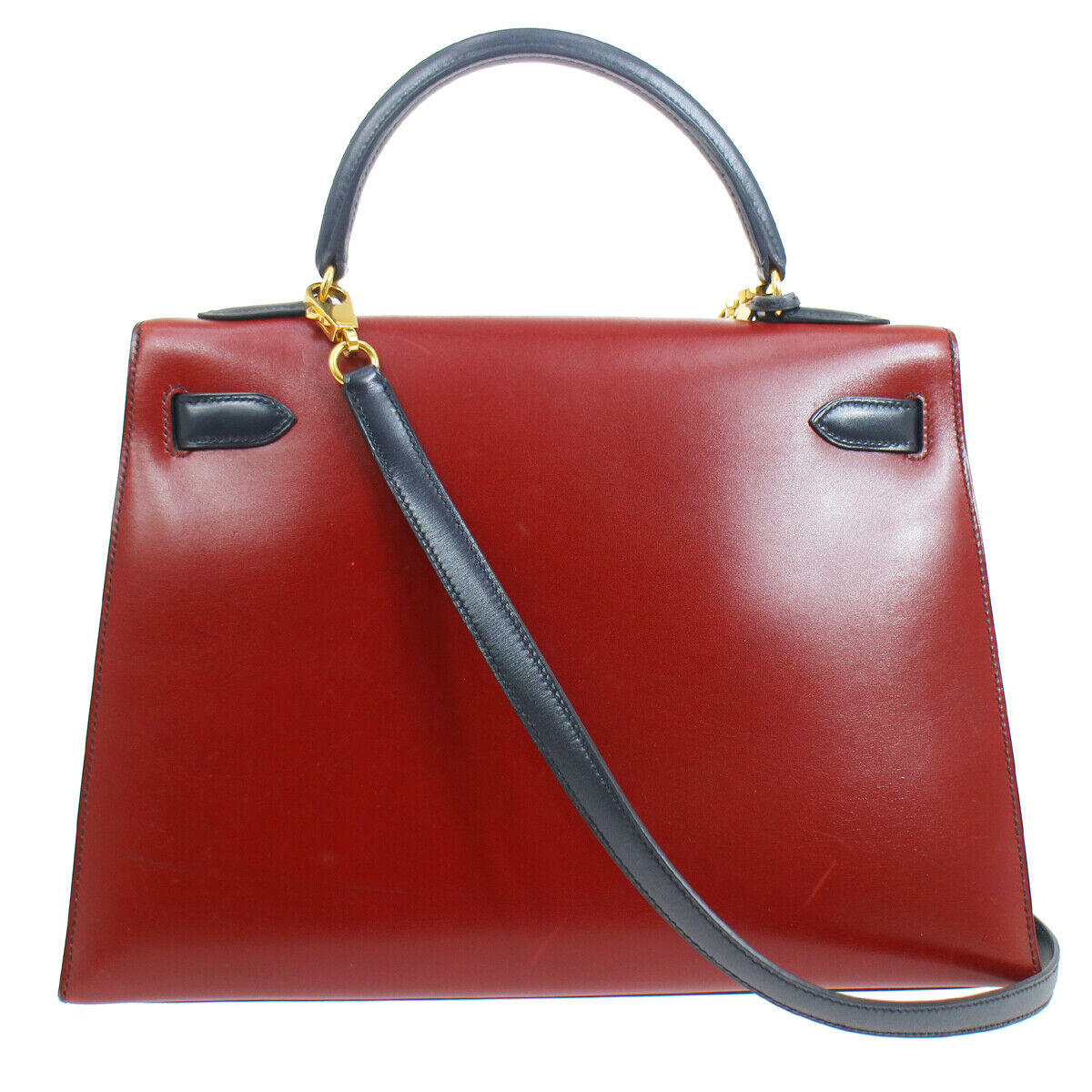 HERMES 1996 KELLY 32 SELLIER Tricolor Box Calf