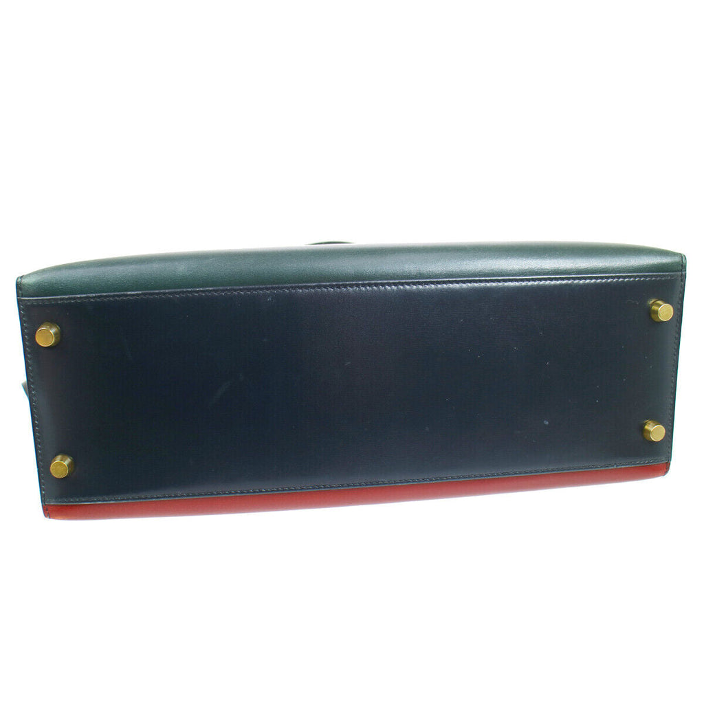 HERMES 1996 KELLY 32 SELLIER Tricolor Box Calf