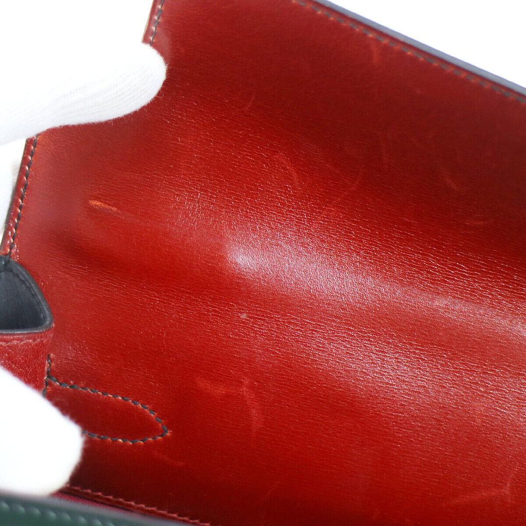 HERMES 1996 KELLY 32 SELLIER Tricolor Box Calf