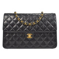 CHANEL★ 2000-2001 CC Turnlock Half Flap Medium Black Lambskin 56817