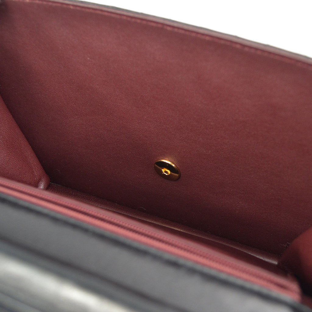 CHANEL★ 2000-2001 CC Turnlock Half Flap Medium Black Lambskin 56817