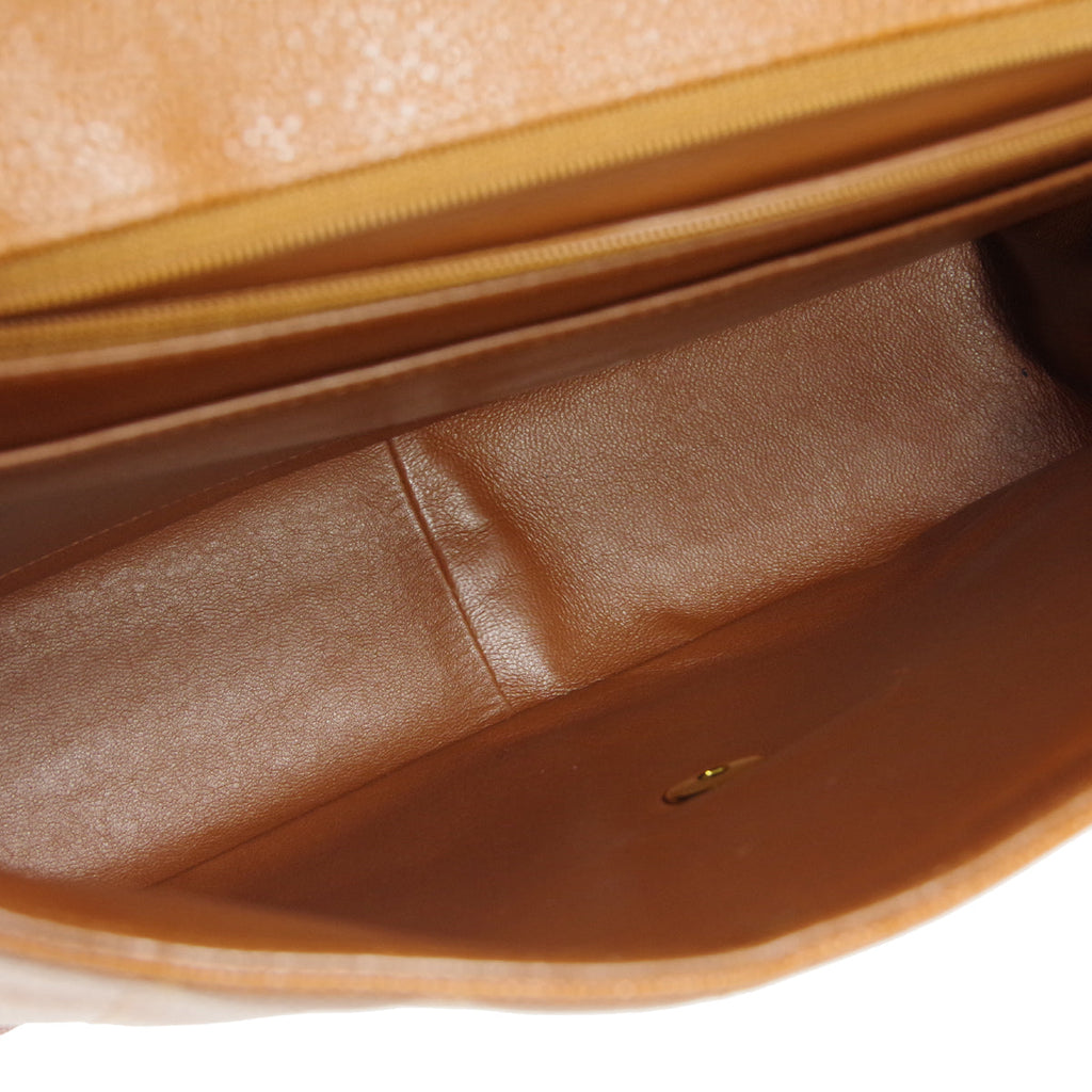 CHANEL 1994-1996 Vertical Border Flap Handbag Brown Caviar 56605