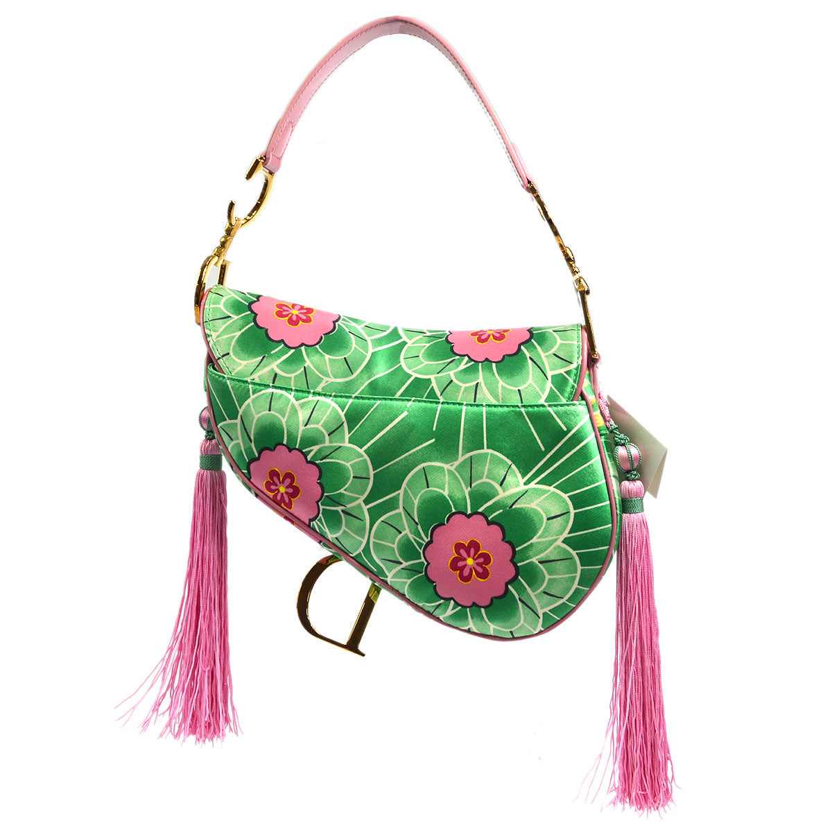 Christian Dior Green Koi Silk Saddle Bag Medium
