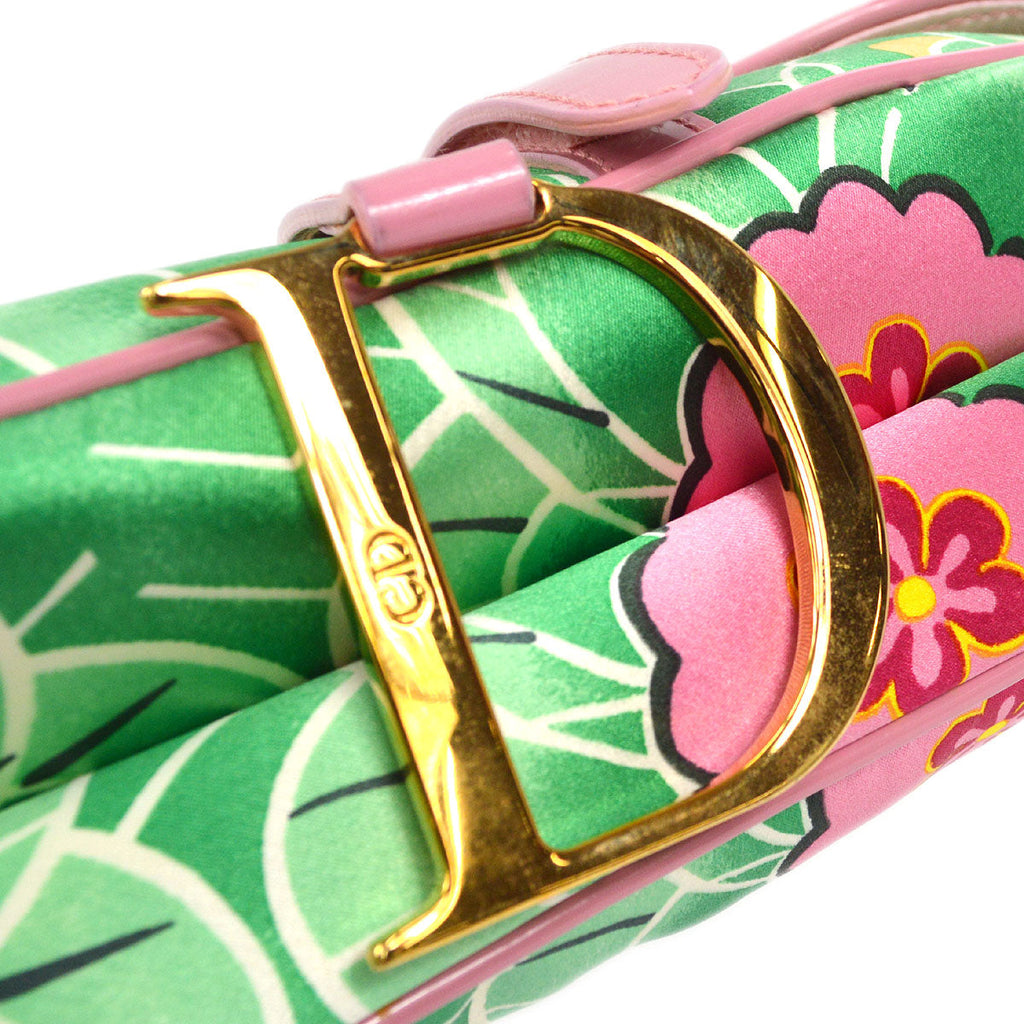 Christian Dior Green Koi Silk Saddle Bag Medium