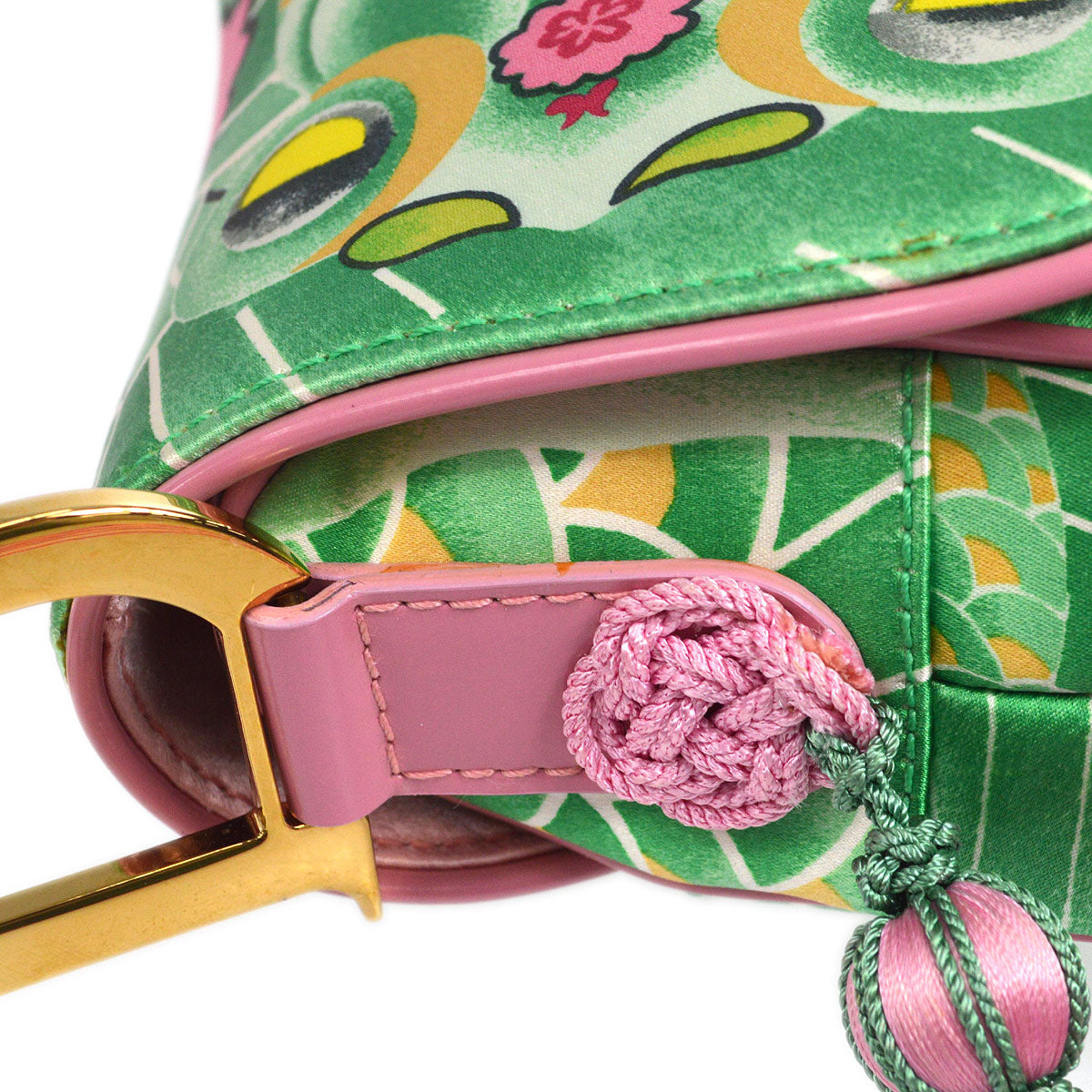 Christian Dior Green Koi Silk Saddle Bag Medium