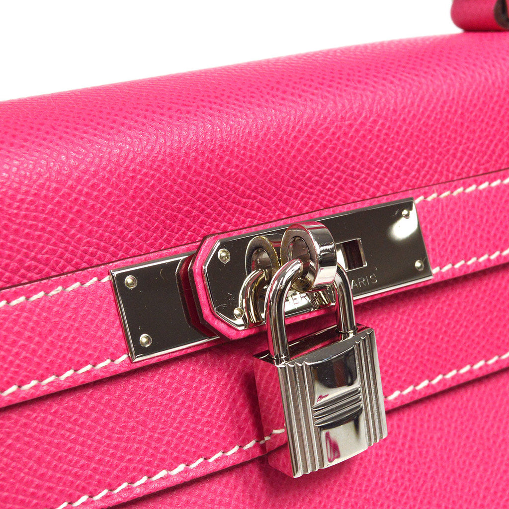 HERMES * 2011 KELLY 28 RETOURNE Rose Tyrien Epsom