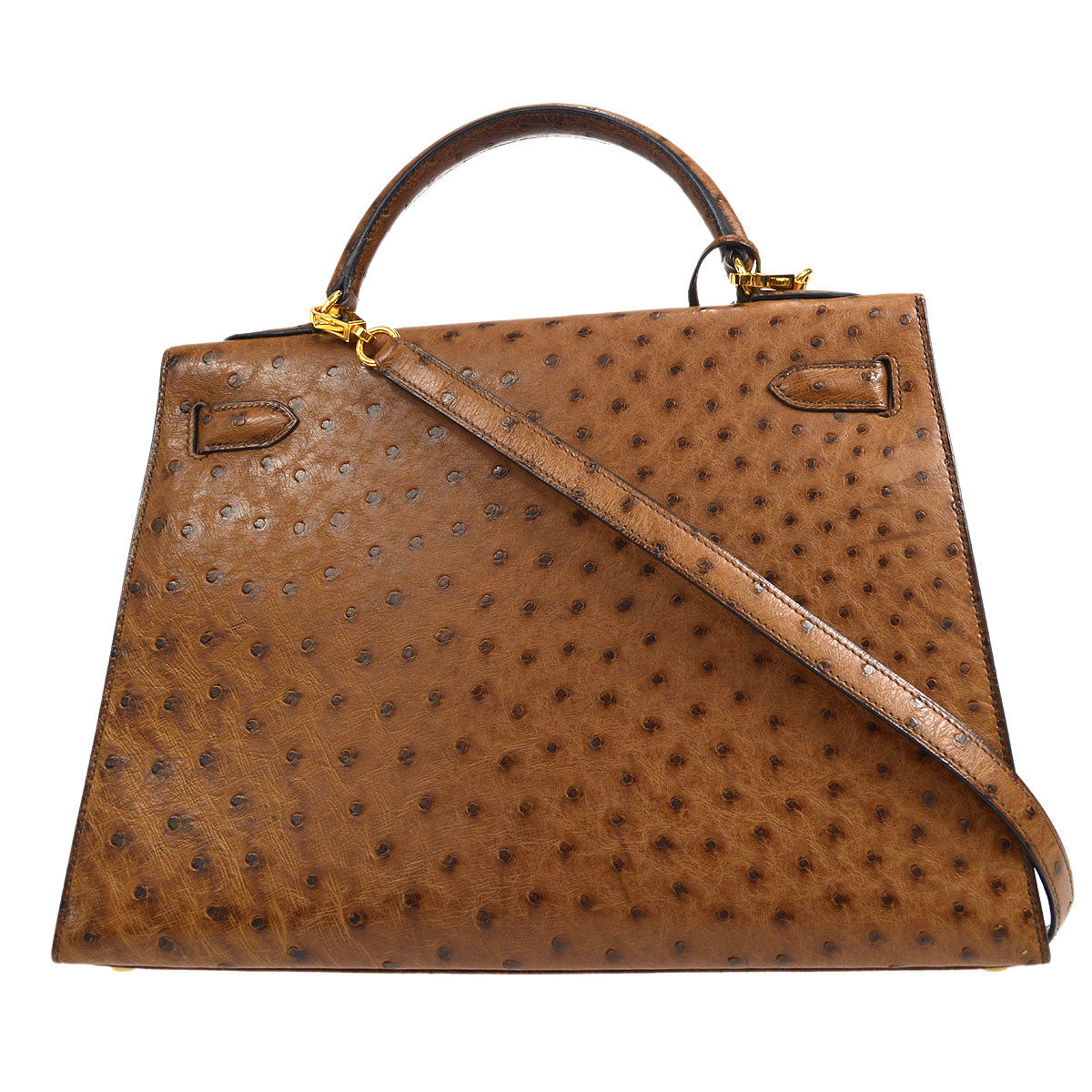 HERMES * 1993 KELLY 32 SELLIER Marron Ostrich