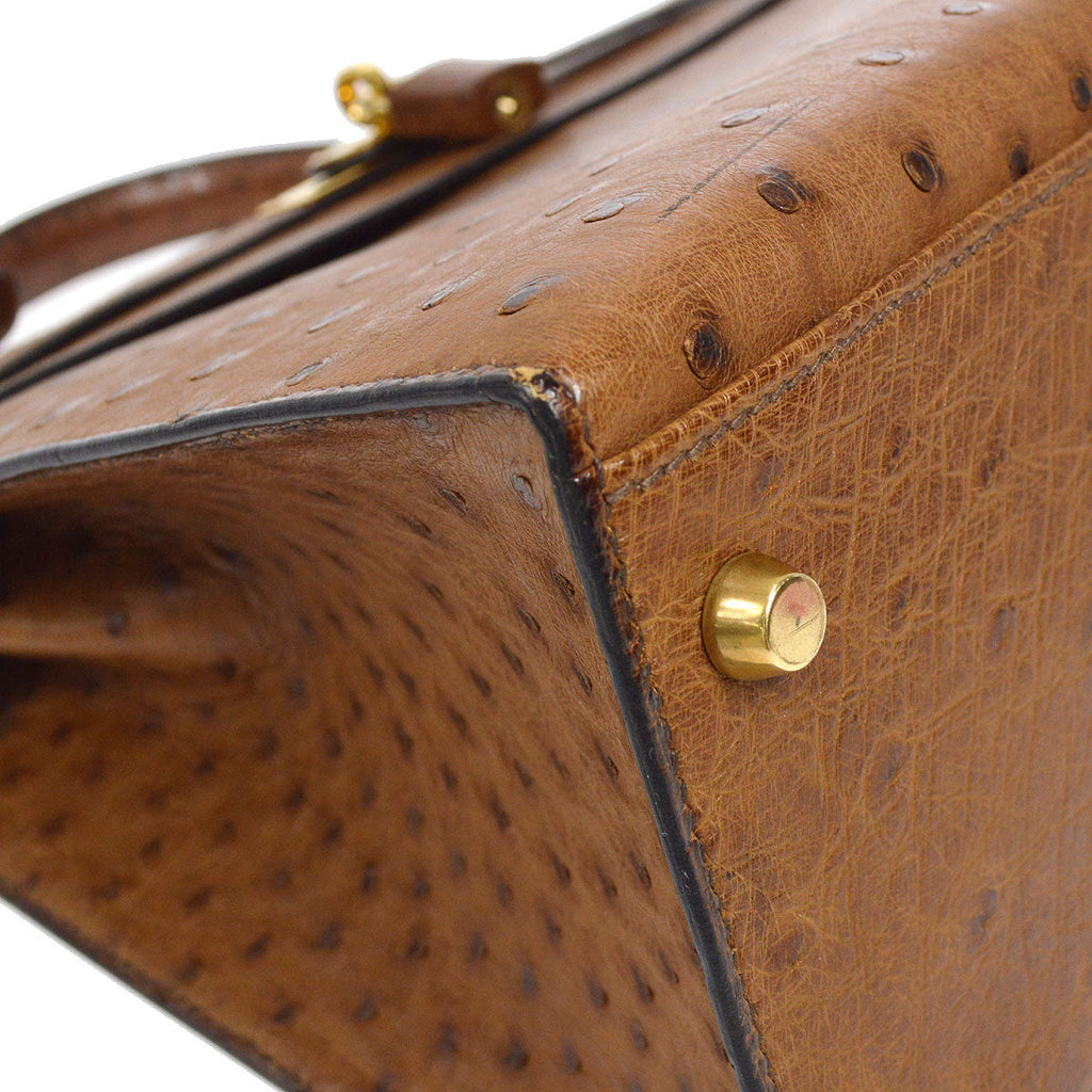 HERMES * 1993 KELLY 32 SELLIER Marron Ostrich