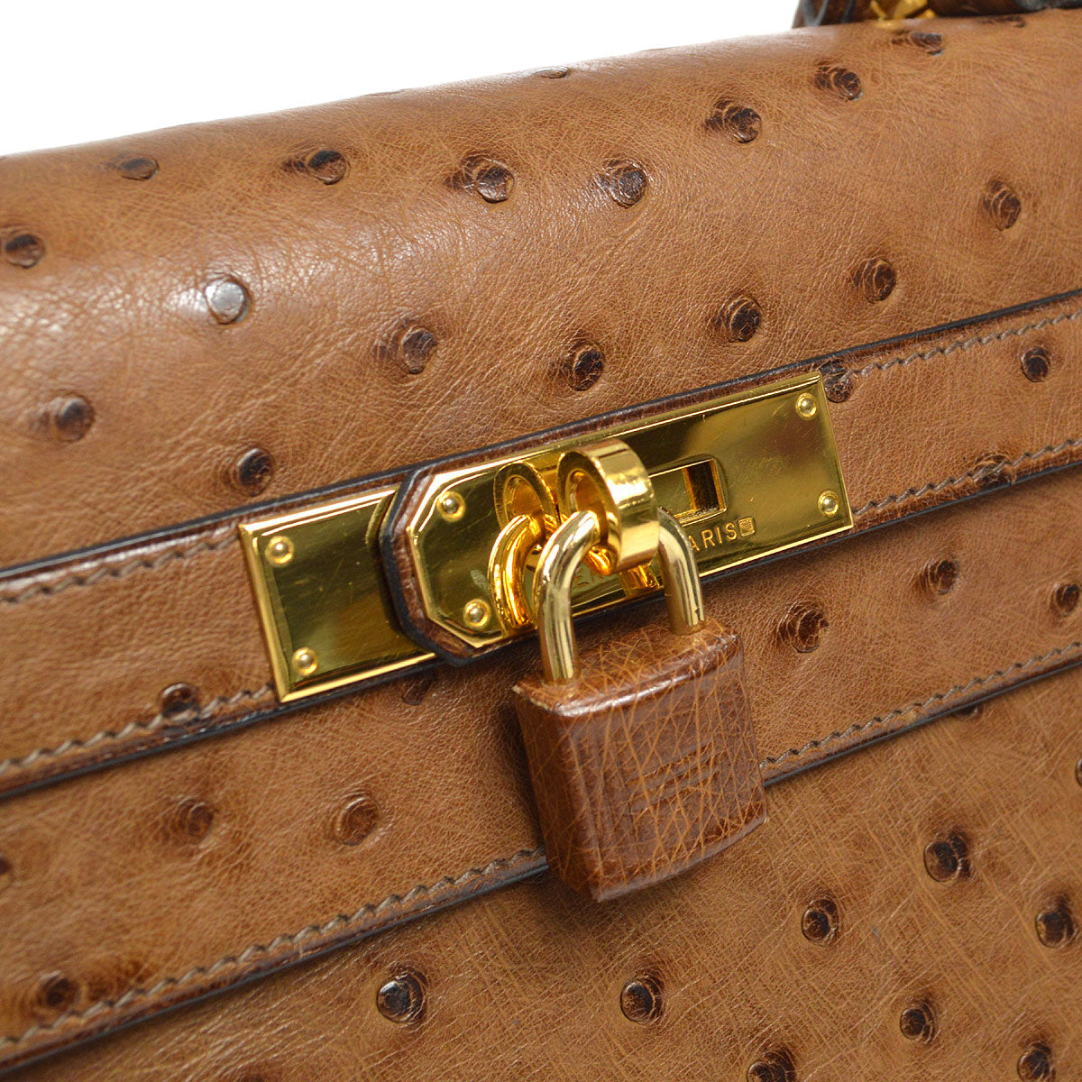 HERMES * 1993 KELLY 32 SELLIER Marron Ostrich