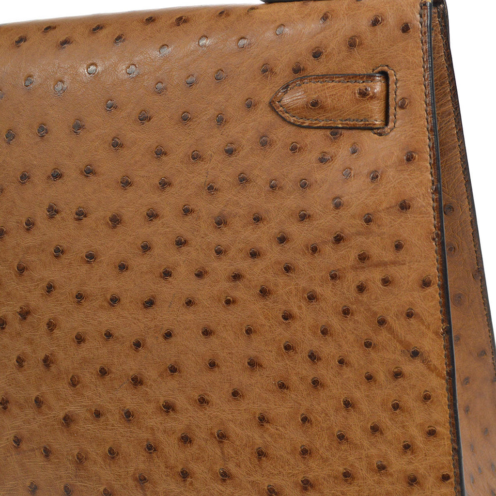 HERMES * 1993 KELLY 32 SELLIER Marron Ostrich