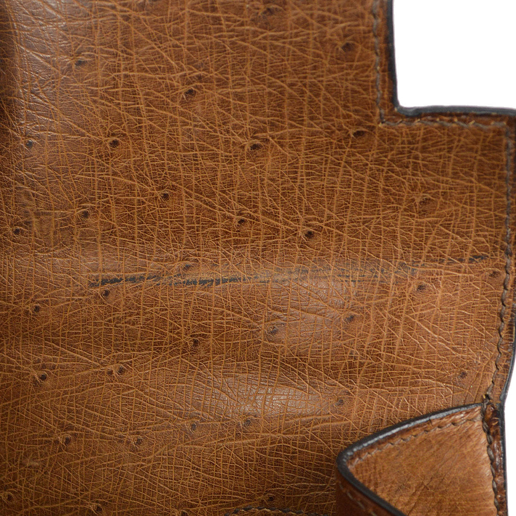 HERMES * 1993 KELLY 32 SELLIER Marron Ostrich