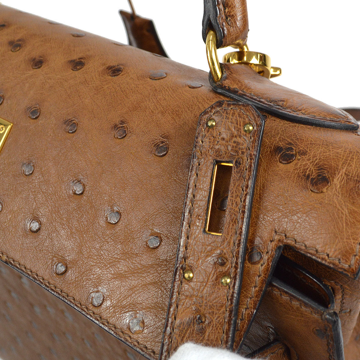 HERMES * 1993 KELLY 32 SELLIER Marron Ostrich