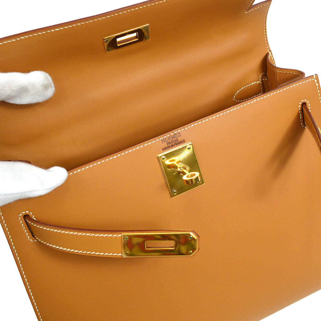 HERMES * 2001 KELLY 28 SELLIER Natural Veau Chamonix