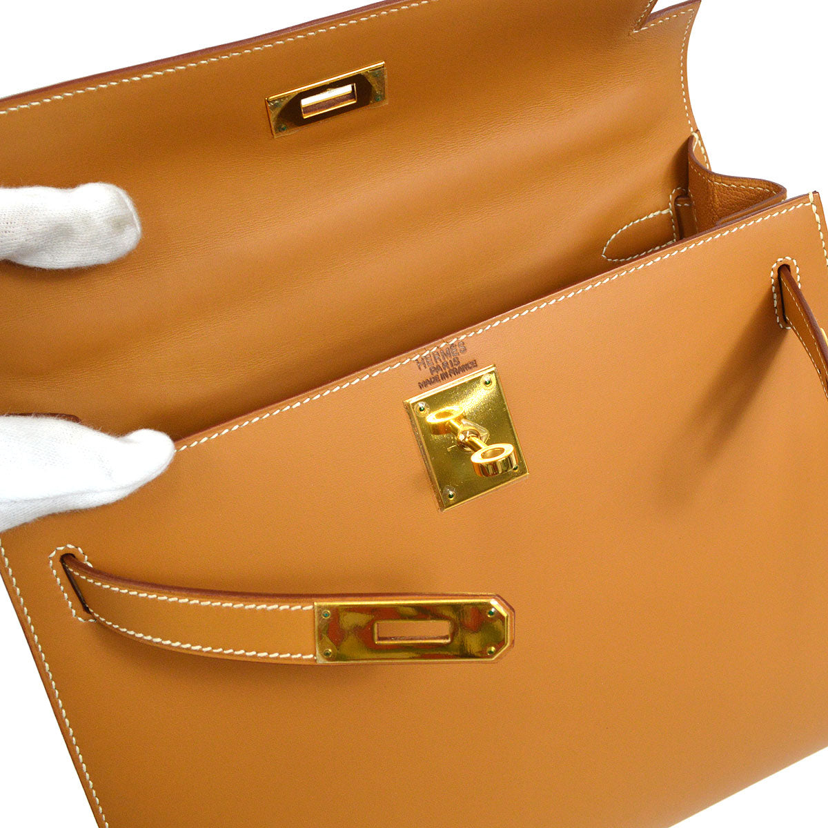 HERMES * 2001 KELLY 28 SELLIER Natural Veau Chamonix