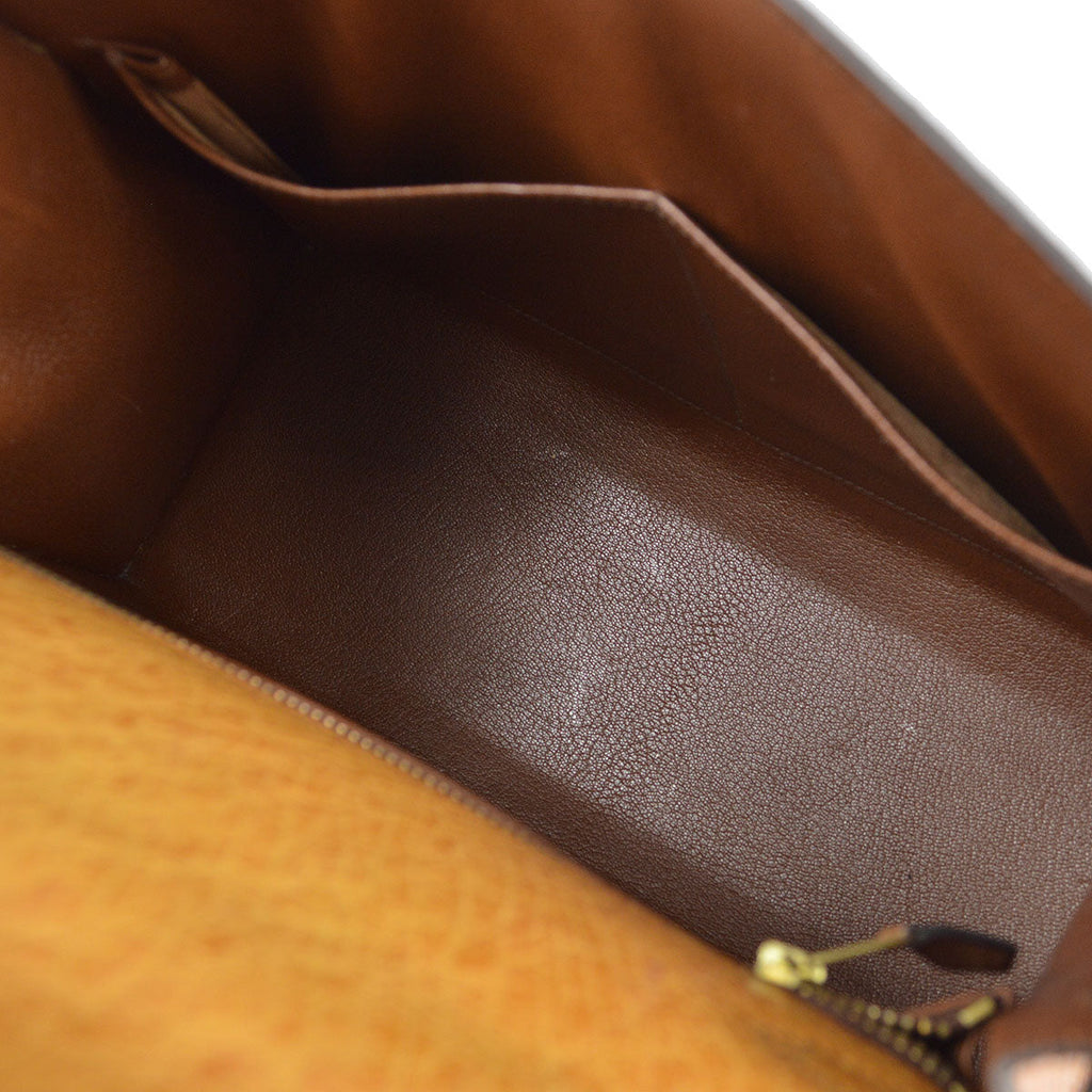 HERMES * 1994 KELLY 28 SELLIER Fauve Chestnut Ostrich