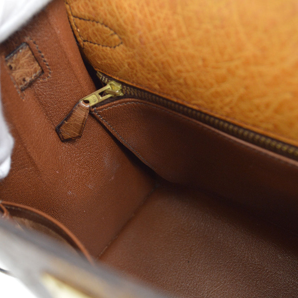 HERMES * 1994 KELLY 28 SELLIER Fauve Chestnut Ostrich