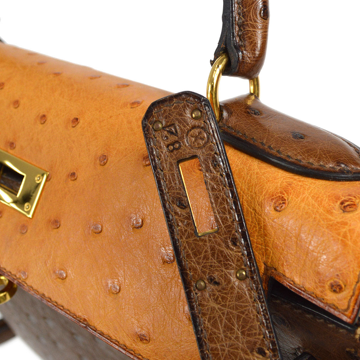 HERMES * 1994 KELLY 28 SELLIER Fauve Chestnut Ostrich