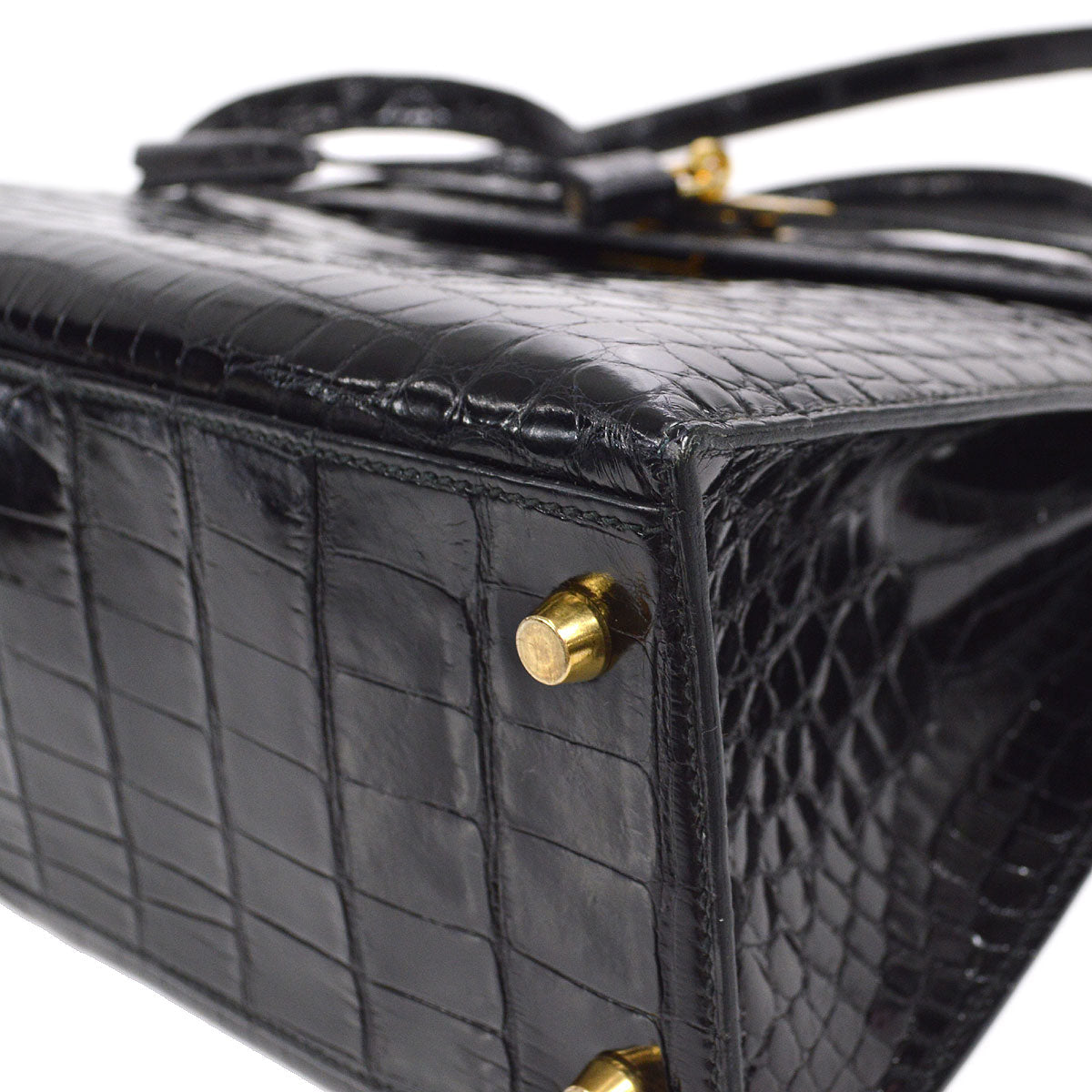 HERMES * 1995 KELLY 32 SELLIER Black Alligator