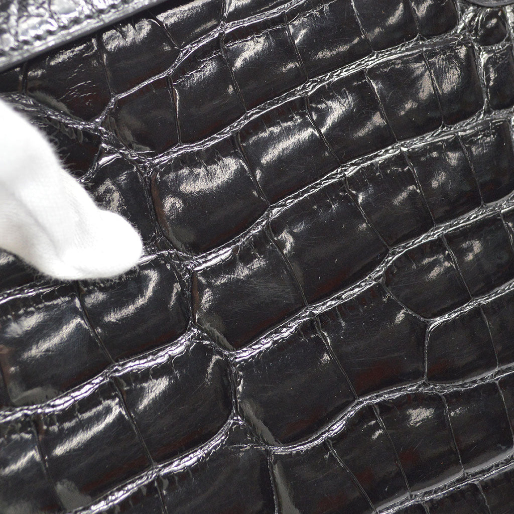 HERMES * 1995 KELLY 32 SELLIER Black Alligator