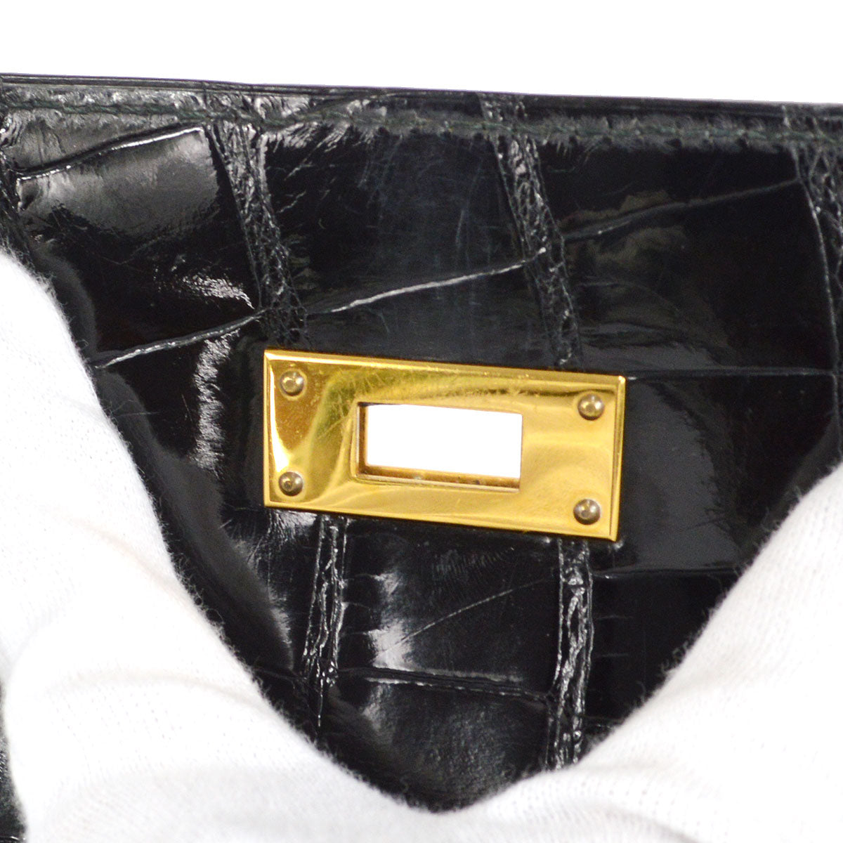 HERMES * 1995 KELLY 32 SELLIER Black Alligator