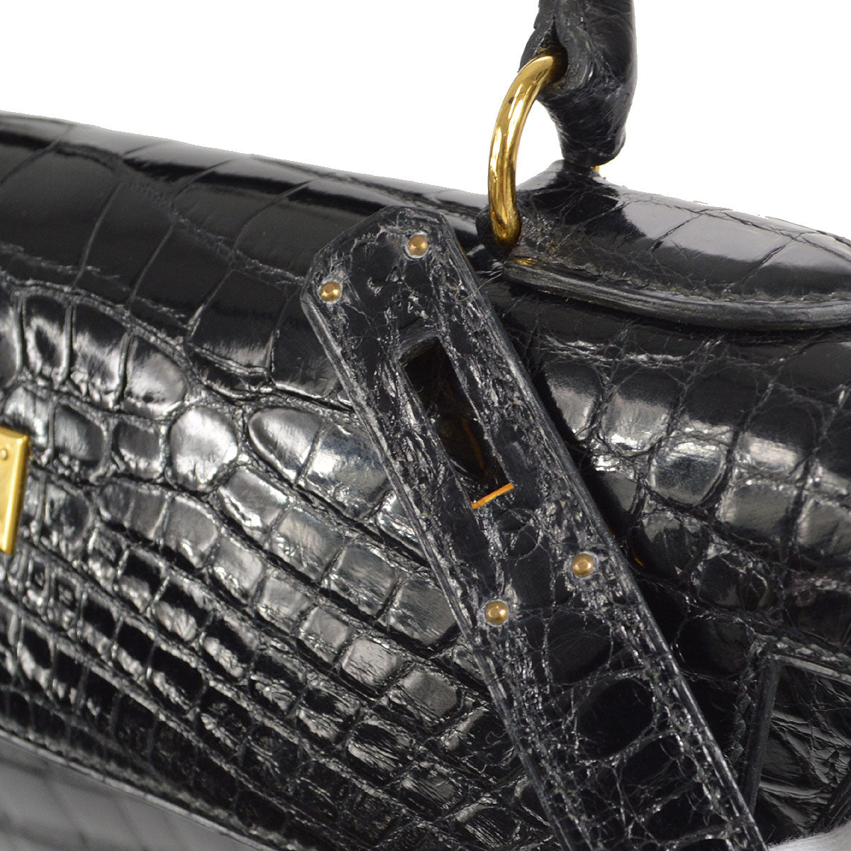 HERMES * 1995 KELLY 32 SELLIER Black Alligator