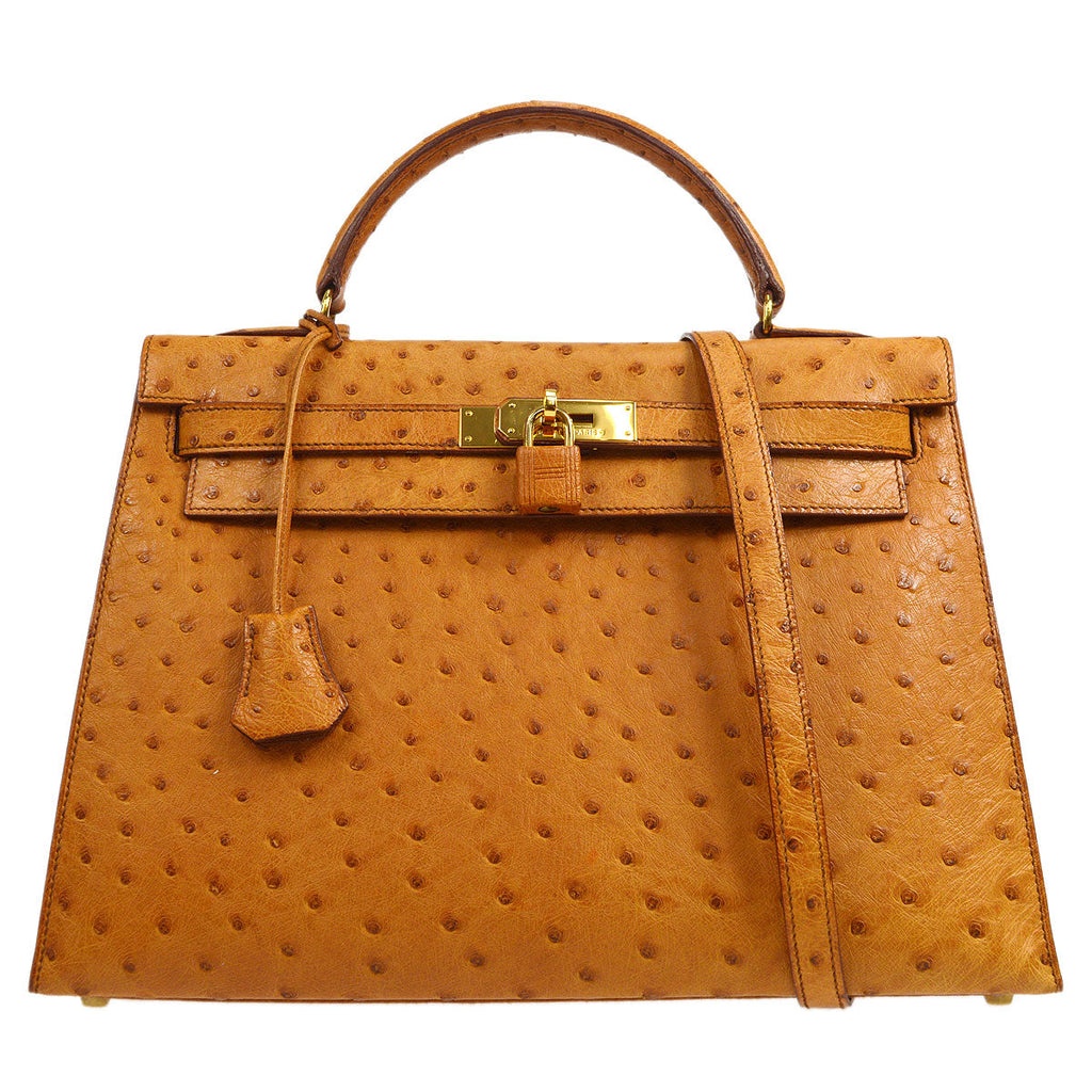 HERMES * 1994 KELLY 32 SELLIER Chestnut Ostrich