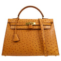 HERMES * 1994 KELLY 32 SELLIER Chestnut Ostrich