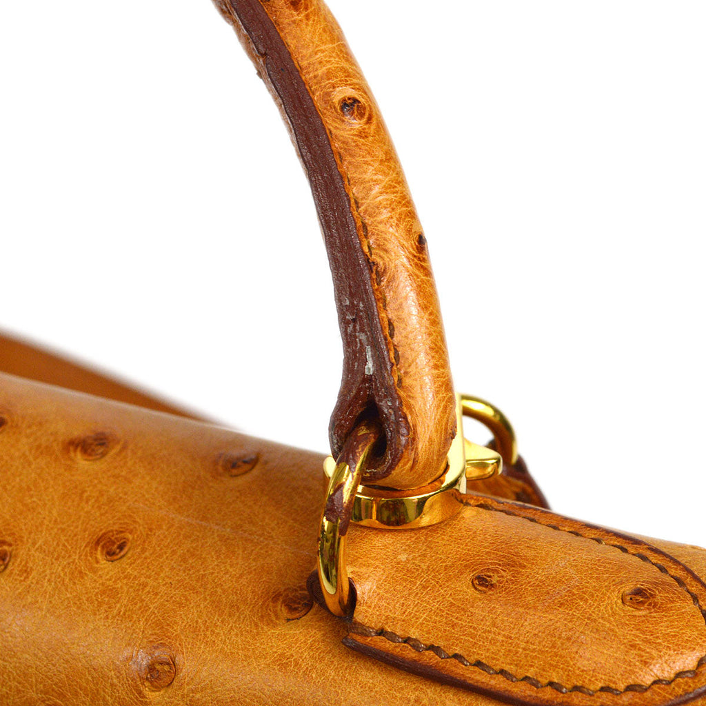 HERMES * 1994 KELLY 32 SELLIER Chestnut Ostrich