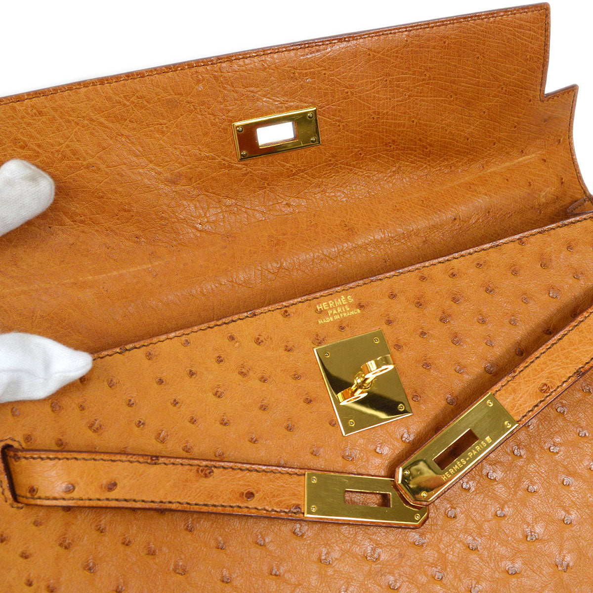 HERMES * 1994 KELLY 32 SELLIER Chestnut Ostrich