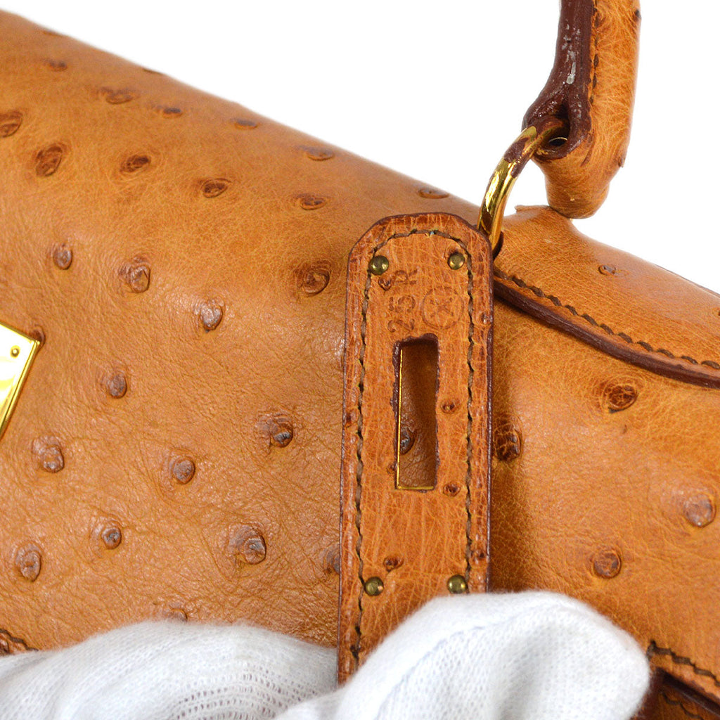 HERMES * 1994 KELLY 32 SELLIER Chestnut Ostrich