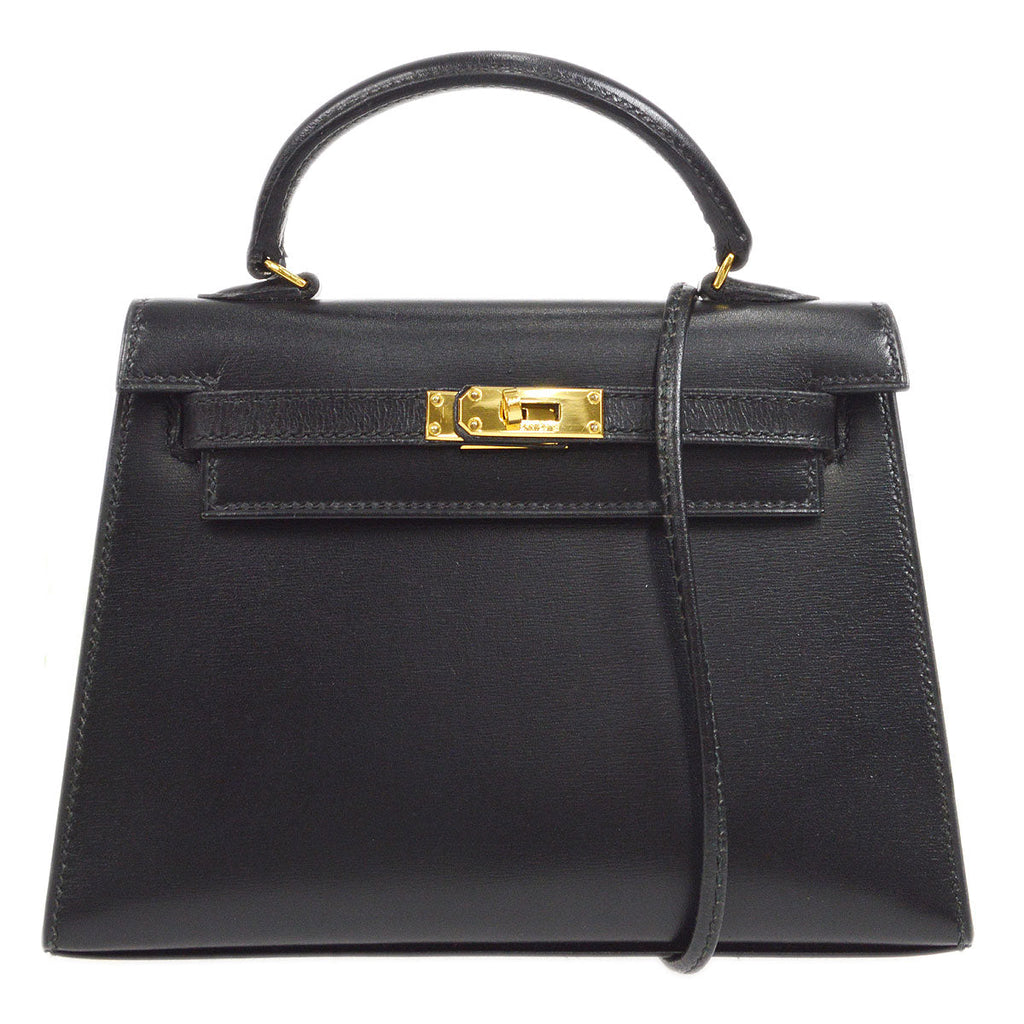 HERMES * 1992 KELLY 15 Black Box Calf