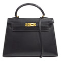 HERMES * 1992 KELLY 15 Black Box Calf