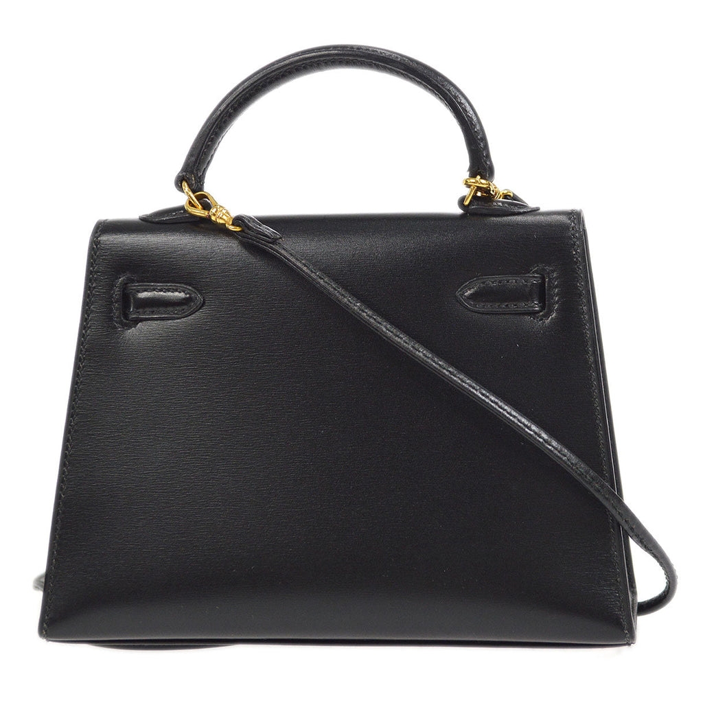 HERMES * 1992 KELLY 15 Black Box Calf