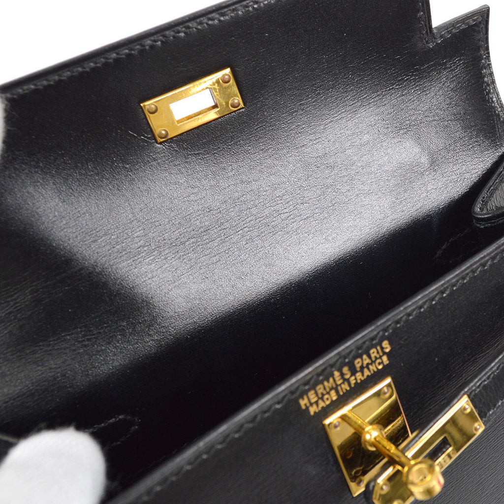 HERMES * 1992 KELLY 15 Black Box Calf