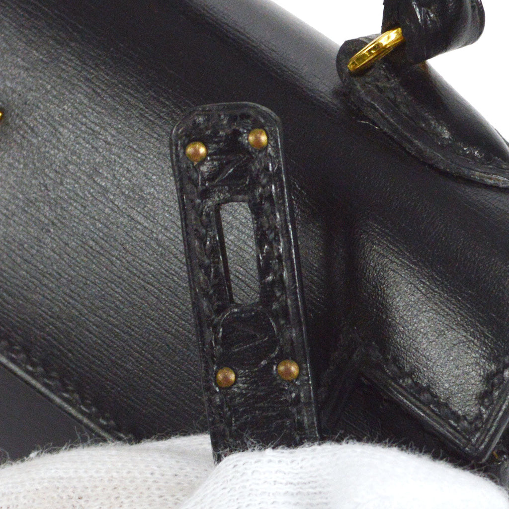 HERMES * 1992 KELLY 15 Black Box Calf