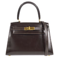 HERMES * 1989 KELLY 20 SELLIER Brown Box Calf