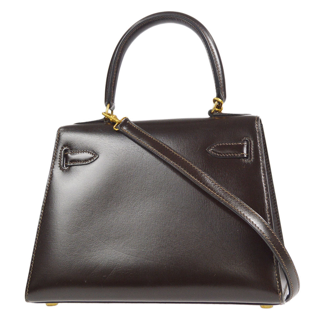 HERMES * 1989 KELLY 20 SELLIER Brown Box Calf