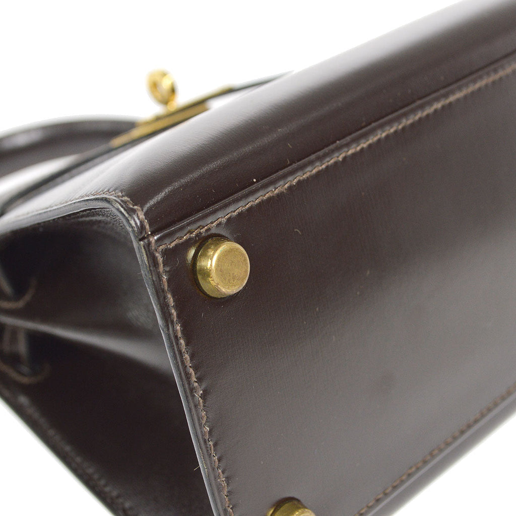 HERMES * 1989 KELLY 20 SELLIER Brown Box Calf