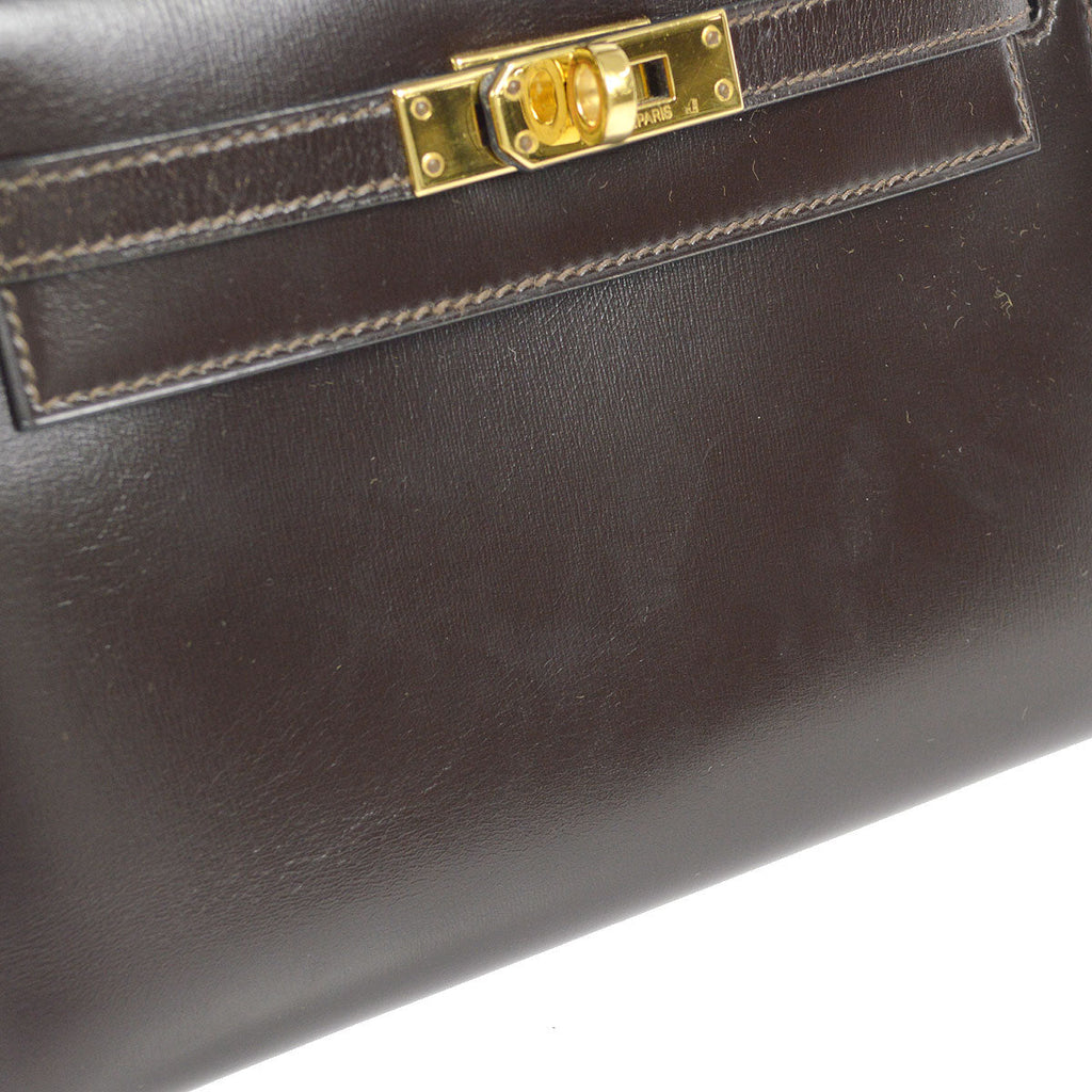 HERMES * 1989 KELLY 20 SELLIER Brown Box Calf