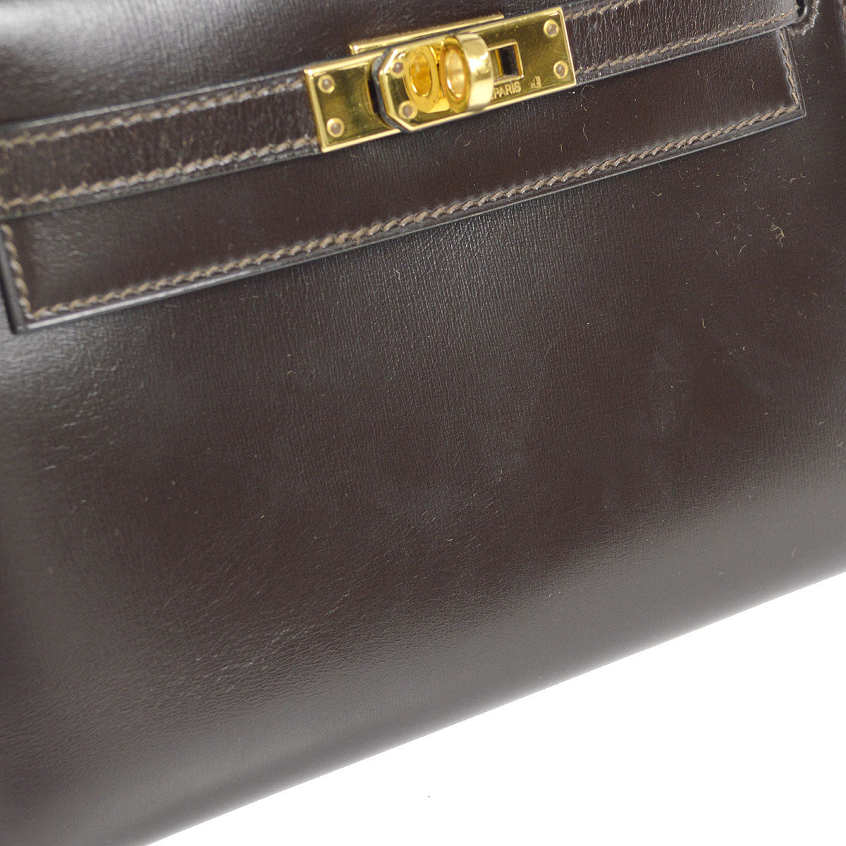 HERMES * 1989 KELLY 20 SELLIER Brown Box Calf