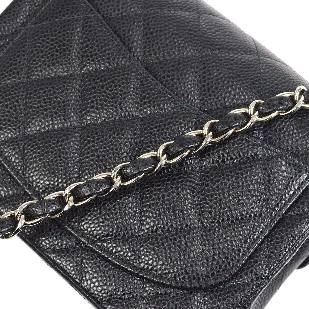 CHANEL 2000-2001 Classic Square Flap Mini 17 Black Caviar 27254