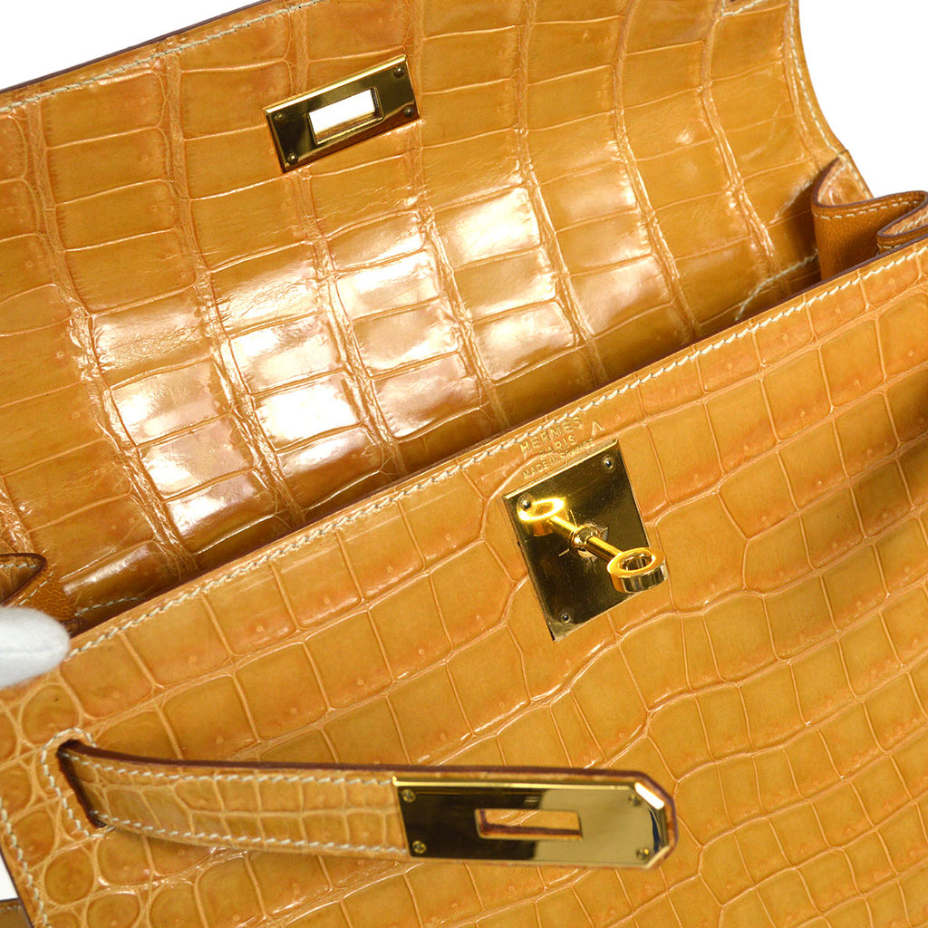 HERMES * 2000 KELLY 28 SELLIER Natural Porosus