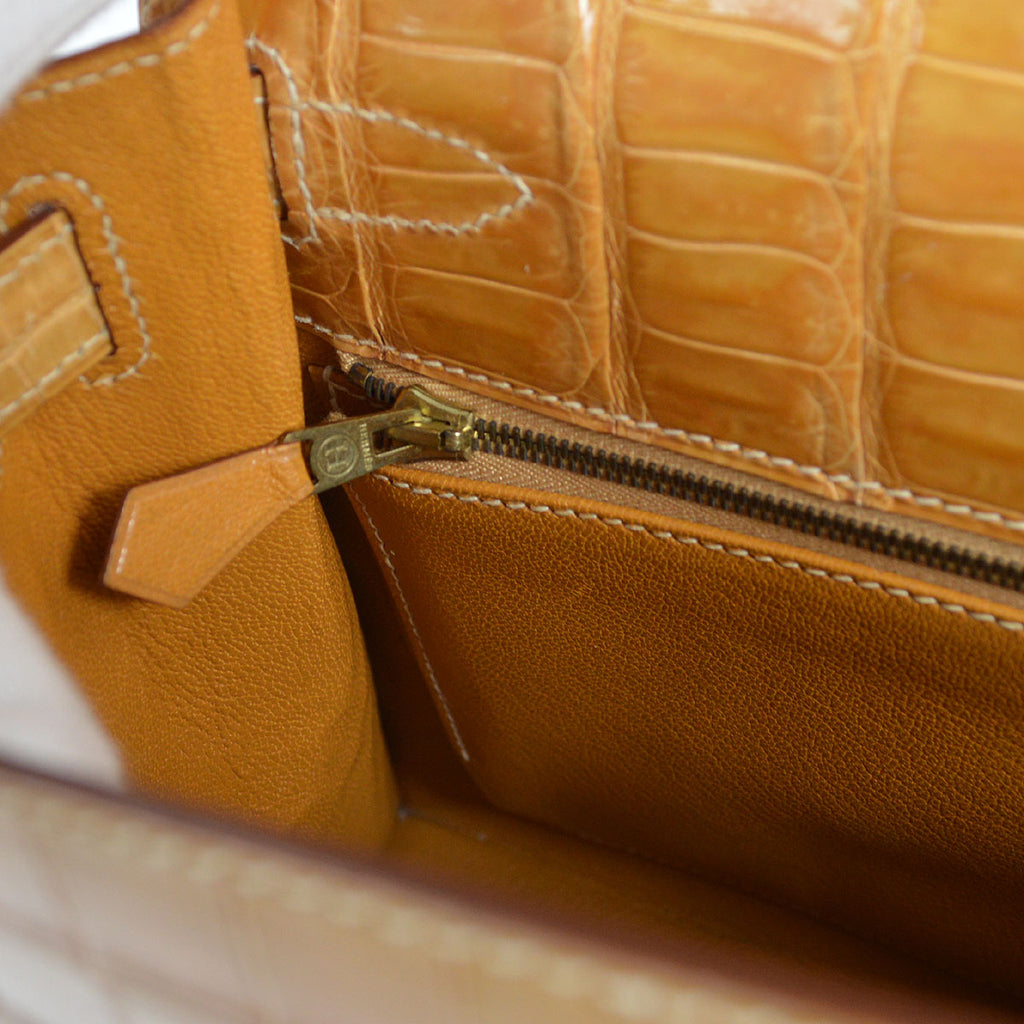 HERMES * 2000 KELLY 28 SELLIER Natural Porosus