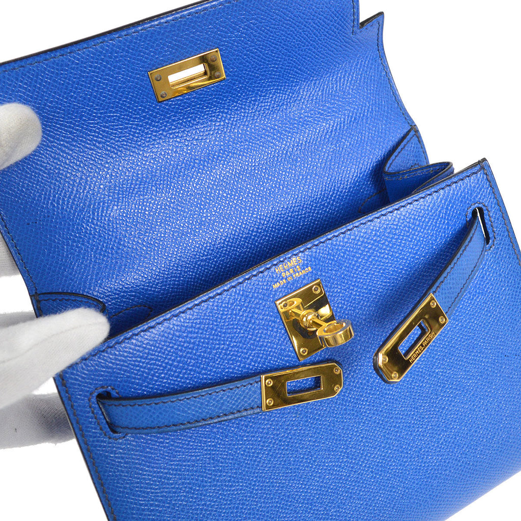 HERMES * 1993 KELLY 20 SELLIER Blue France Courchevel