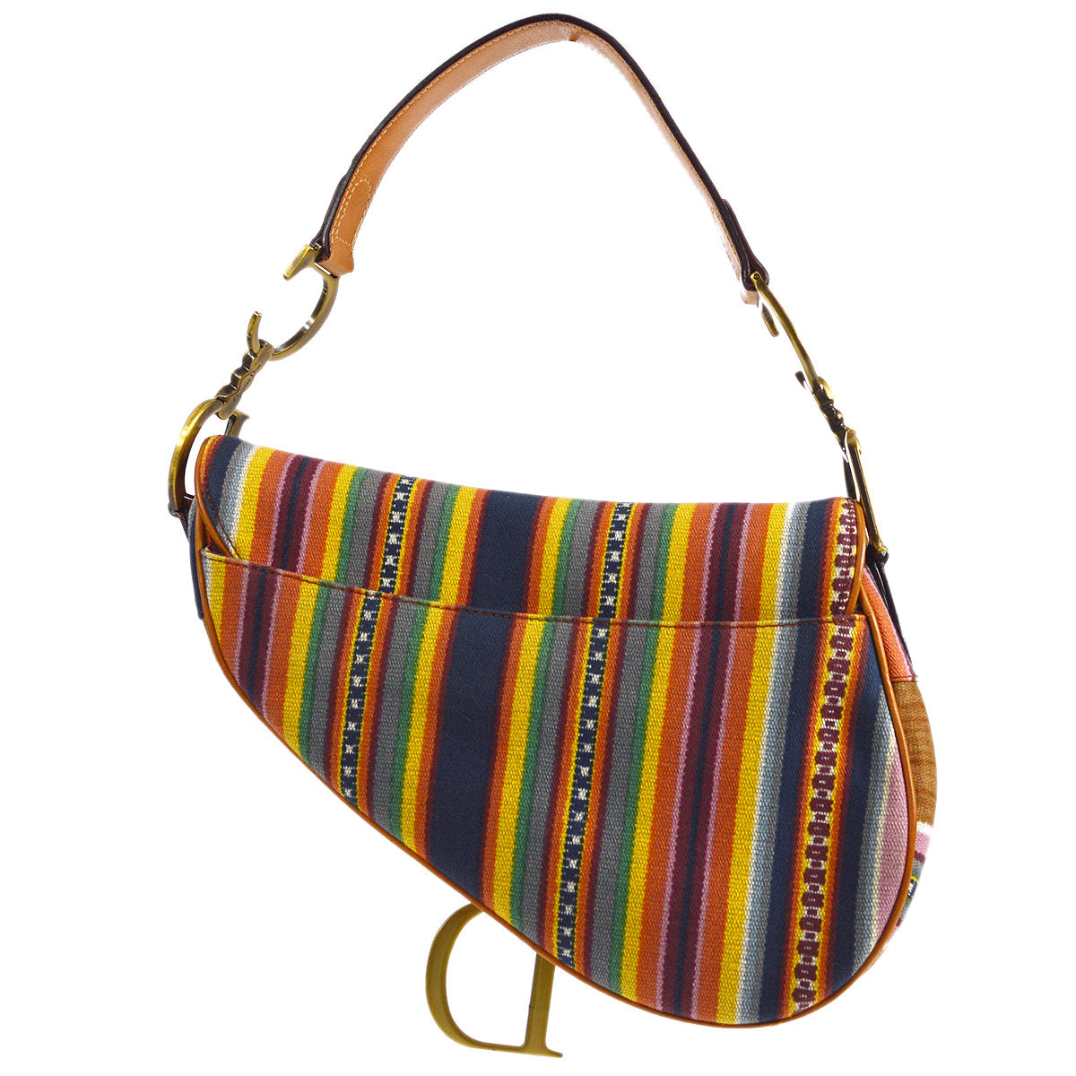 Christian Dior Mexican Striped Saddle Bag Medium