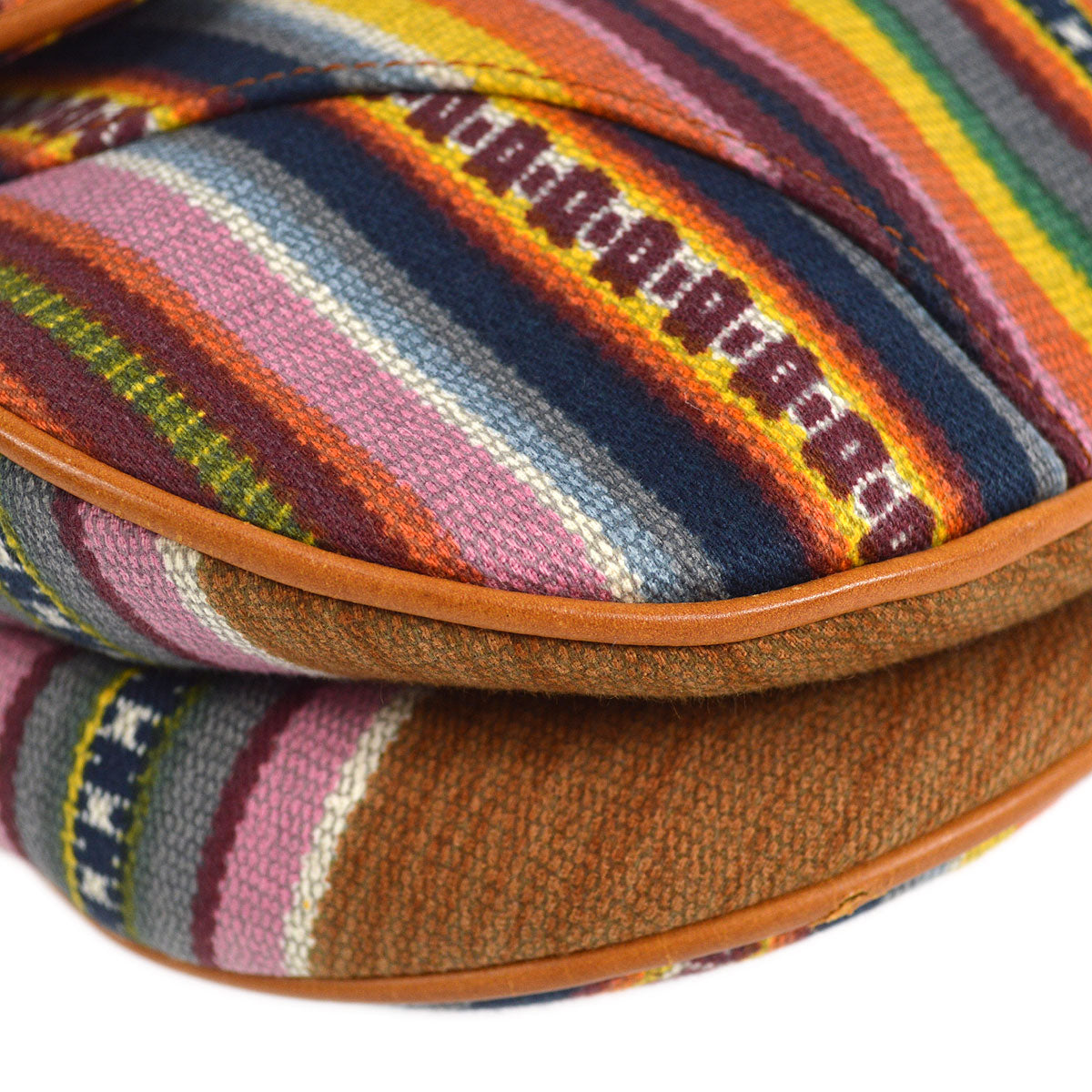 Christian Dior Mexican Striped Saddle Bag Medium